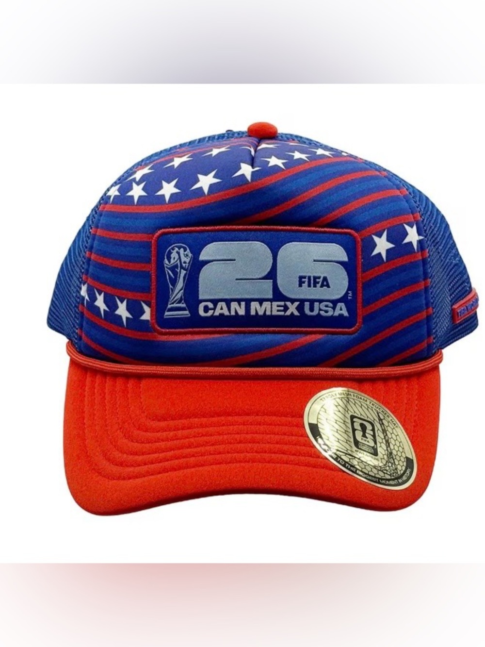 New Era FIFA 26 CAN MEX USA Red & Blue Trucker Hat